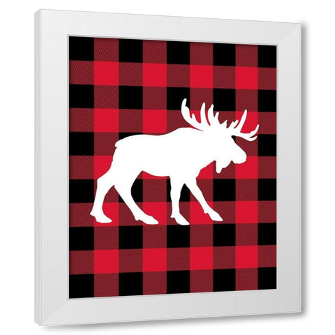 Moose Lumberjack White Modern Wood Framed Art Print by Robinson, Tamara