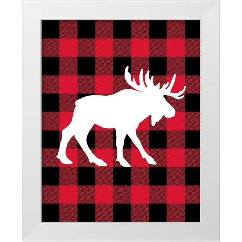 Moose Lumberjack White Modern Wood Framed Art Print by Robinson, Tamara