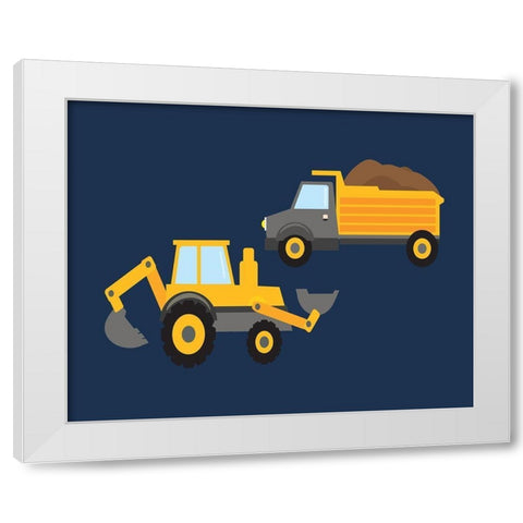 Construction Wash Brush Trucks White Modern Wood Framed Art Print by Robinson, Tamara