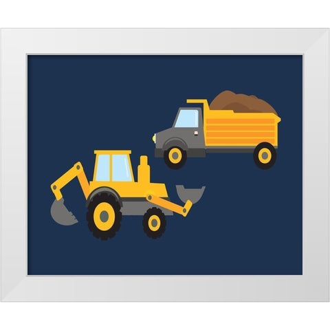 Construction Wash Brush Trucks White Modern Wood Framed Art Print by Robinson, Tamara