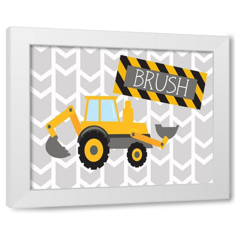 Construction Brush White Modern Wood Framed Art Print by Robinson, Tamara