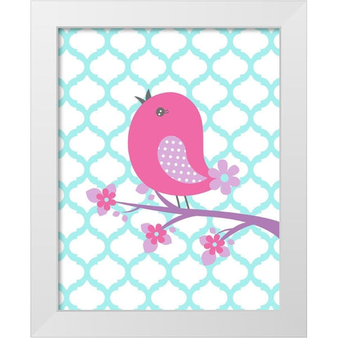 Bird Floral Branch II White Modern Wood Framed Art Print by Robinson, Tamara