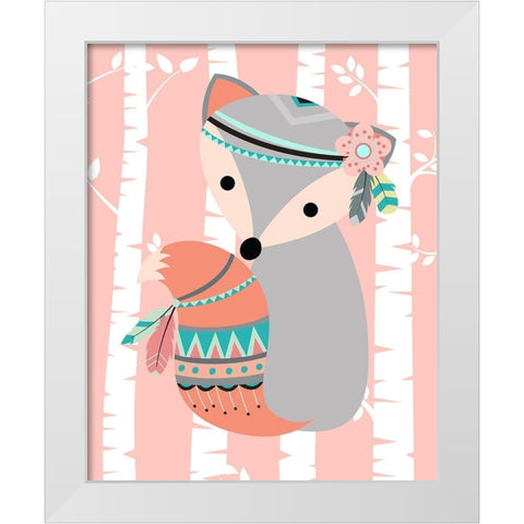 Tribal Fox Girl I White Modern Wood Framed Art Print by Robinson, Tamara