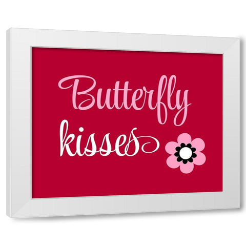 Butterfly Kisses White Modern Wood Framed Art Print by Robinson, Tamara