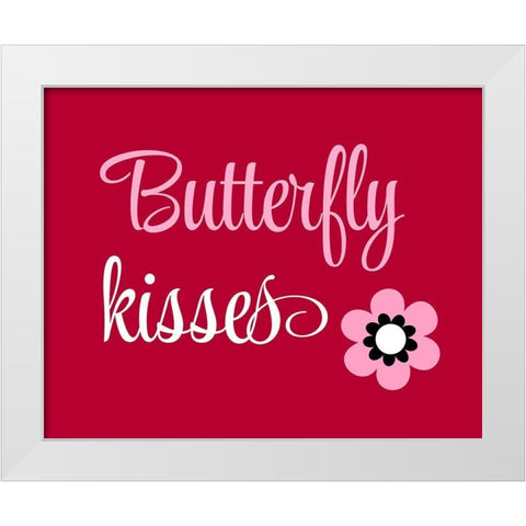 Butterfly Kisses White Modern Wood Framed Art Print by Robinson, Tamara