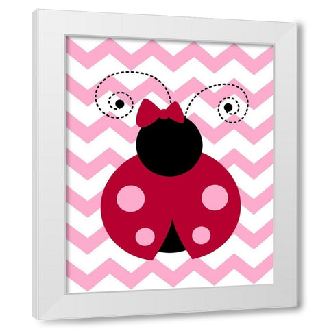 Ladybug Chevron White Modern Wood Framed Art Print by Robinson, Tamara