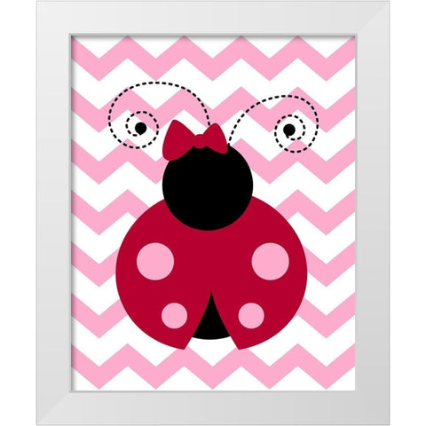 Ladybug Chevron White Modern Wood Framed Art Print by Robinson, Tamara