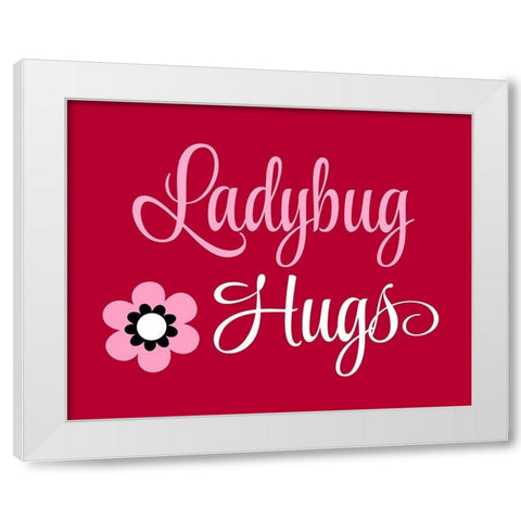 Ladybug Hugs White Modern Wood Framed Art Print by Robinson, Tamara