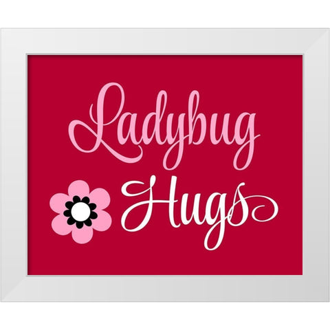 Ladybug Hugs White Modern Wood Framed Art Print by Robinson, Tamara