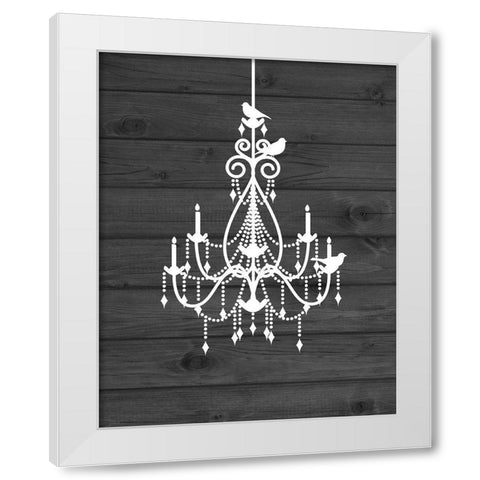 Chandelier Bird III White Modern Wood Framed Art Print by Robinson, Tamara