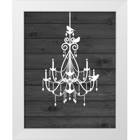Chandelier Bird III White Modern Wood Framed Art Print by Robinson, Tamara