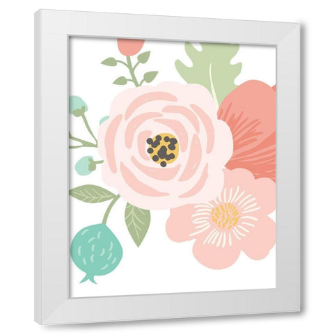 Pastel Floral Bouquet I White Modern Wood Framed Art Print by Robinson, Tamara
