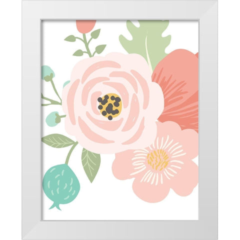 Pastel Floral Bouquet I White Modern Wood Framed Art Print by Robinson, Tamara