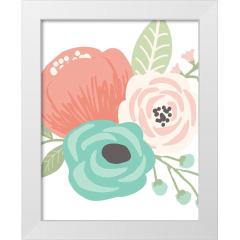 Pastel Floral Bouquet II White Modern Wood Framed Art Print by Robinson, Tamara