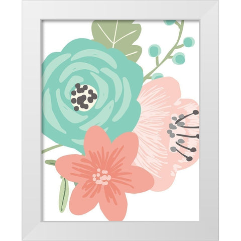 Pastel Floral Bouquet III White Modern Wood Framed Art Print by Robinson, Tamara