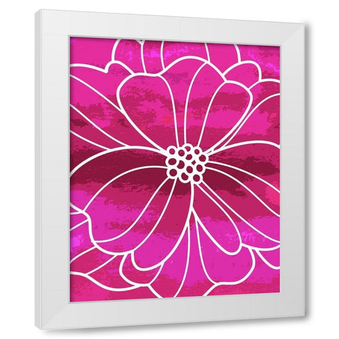 Flower Outline I White Modern Wood Framed Art Print by Robinson, Tamara