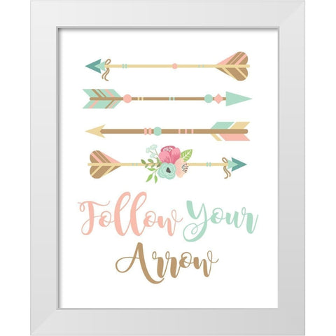 Follow Your Arrow Boho White Modern Wood Framed Art Print by Robinson, Tamara