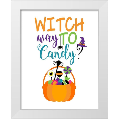 Witch Way to Candy White Modern Wood Framed Art Print by Robinson, Tamara