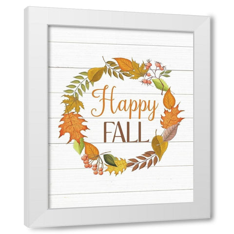 Happy Fall White Modern Wood Framed Art Print by Robinson, Tamara