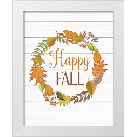 Happy Fall White Modern Wood Framed Art Print by Robinson, Tamara