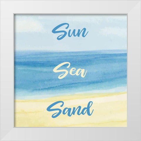 Sun Sea Sad White Modern Wood Framed Art Print by Robinson, Tamara