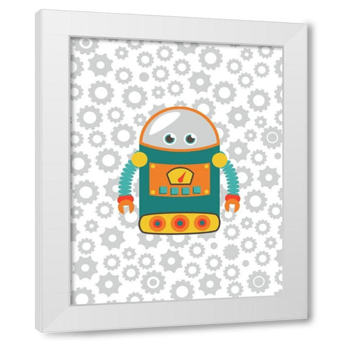 Robot II White Modern Wood Framed Art Print by Robinson, Tamara