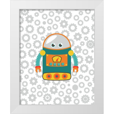 Robot II White Modern Wood Framed Art Print by Robinson, Tamara