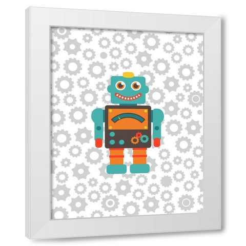 Robot III White Modern Wood Framed Art Print by Robinson, Tamara