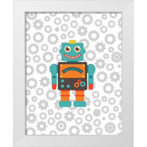 Robot III White Modern Wood Framed Art Print by Robinson, Tamara