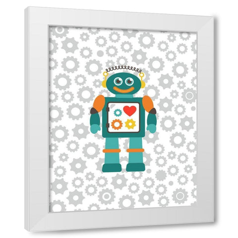 Robot V White Modern Wood Framed Art Print by Robinson, Tamara