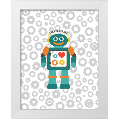 Robot V White Modern Wood Framed Art Print by Robinson, Tamara