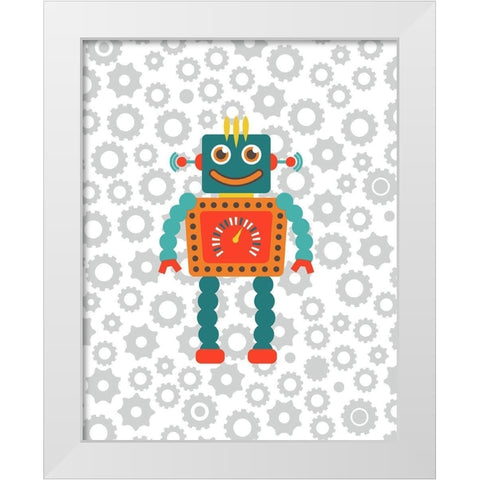 Robot VI White Modern Wood Framed Art Print by Robinson, Tamara