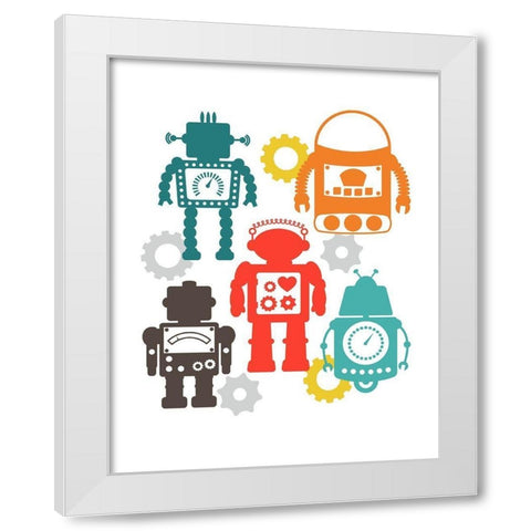 Robot Combo White Modern Wood Framed Art Print by Robinson, Tamara