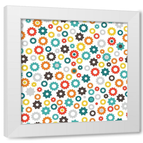 Robot Gear Pattern White Modern Wood Framed Art Print by Robinson, Tamara