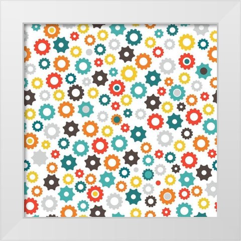 Robot Gear Pattern White Modern Wood Framed Art Print by Robinson, Tamara