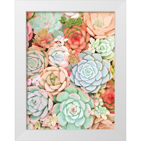Succulent White Modern Wood Framed Art Print by Robinson, Tamara