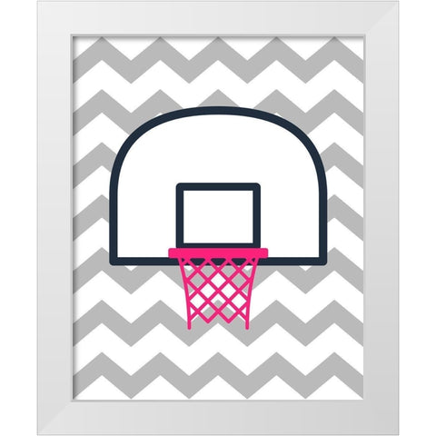 Basketball Hoop White Modern Wood Framed Art Print by Robinson, Tamara