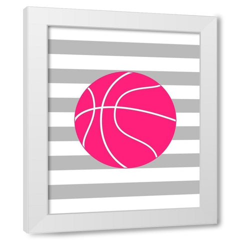 Basketball Stripes White Modern Wood Framed Art Print by Robinson, Tamara