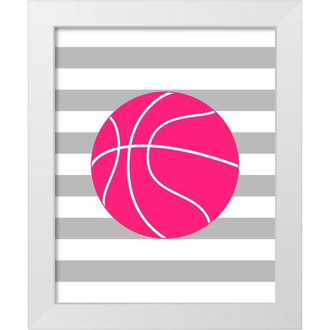 Basketball Stripes White Modern Wood Framed Art Print by Robinson, Tamara