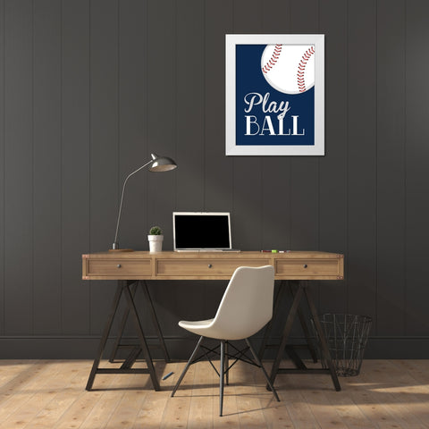 Play Ball White Modern Wood Framed Art Print by Robinson, Tamara