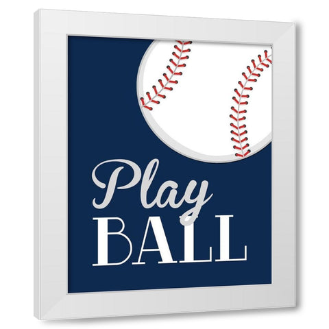 Play Ball White Modern Wood Framed Art Print by Robinson, Tamara