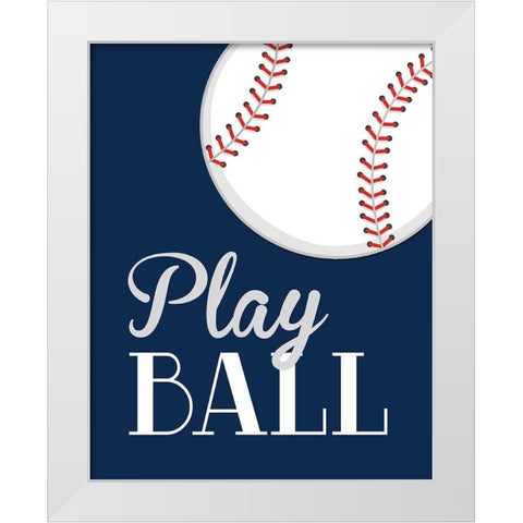 Play Ball White Modern Wood Framed Art Print by Robinson, Tamara