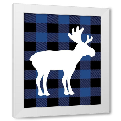 Plaid Moose White Modern Wood Framed Art Print by Robinson, Tamara