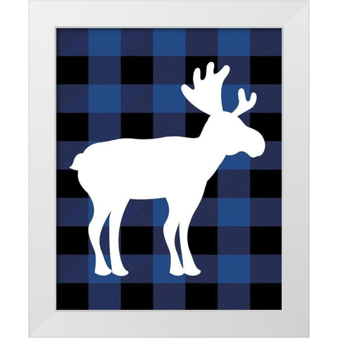 Plaid Moose White Modern Wood Framed Art Print by Robinson, Tamara