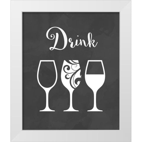Drink White Modern Wood Framed Art Print by Robinson, Tamara