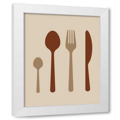 Dining Utensils White Modern Wood Framed Art Print by Robinson, Tamara