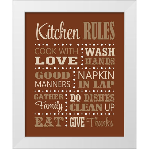 Kitchen Rules White Modern Wood Framed Art Print by Robinson, Tamara