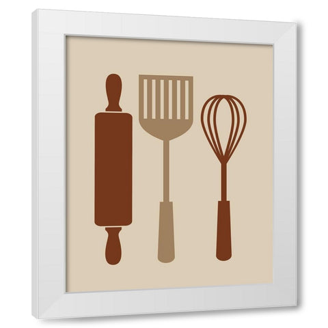Kitchen Utensils White Modern Wood Framed Art Print by Robinson, Tamara