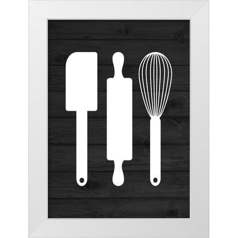 Kitchen Utensils White Modern Wood Framed Art Print by Robinson, Tamara