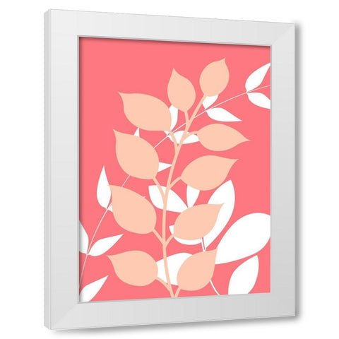 Coral Foliage I White Modern Wood Framed Art Print by Robinson, Tamara
